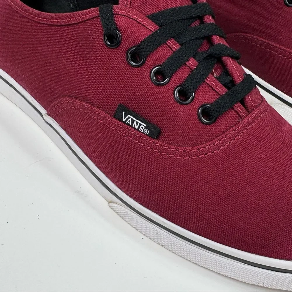 Vans Authentic Canvas Low Top Lace Up Sneakers Burgundy Red 8‎ Men 9.5 Women